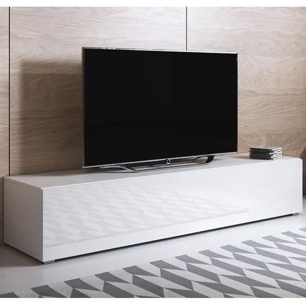 DESIGN AMEUBLEMENT - Modernt TV-möbel - Blank vit - 3 fack - Trä - 160x32x40 cm