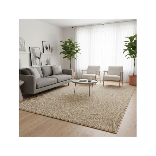 Melis Home Moderna designmattor Natur 60 x 90 cm vävd platt inomhus utomhus modern cirkulär mönster slitstark