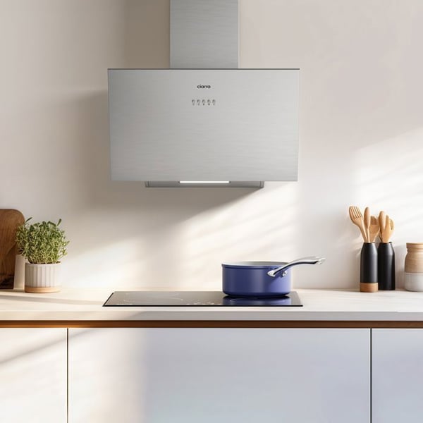 CIARRA Hällfläkt Inkled 60cm 650m3/h A+++ 3 Hastigheter 2st Kolfilter Återvinning eller Utsugning Färg Stål