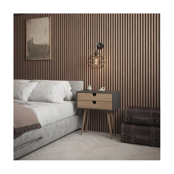 Dekorativa Akustikpaneler i MDF – Set om 4, Valnöt, 240x60cm
