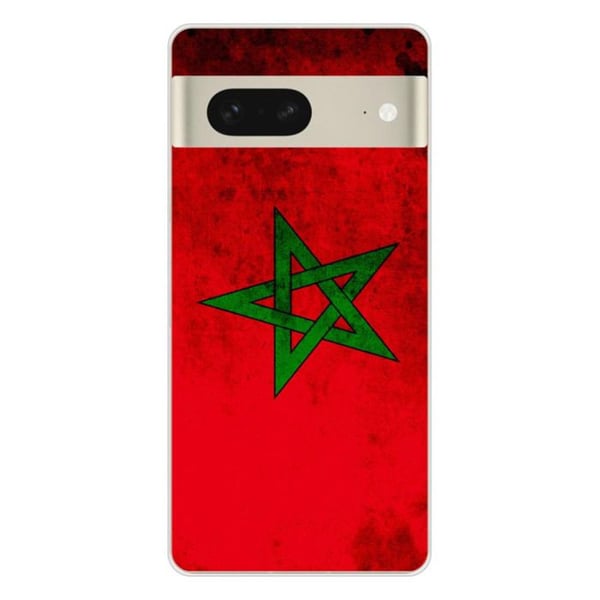 1001Coques - Silikonfodral kompatibelt med Google Pixel 7 - Marockansk flaggmotiv - Originaldesign tryckt i Frankrike