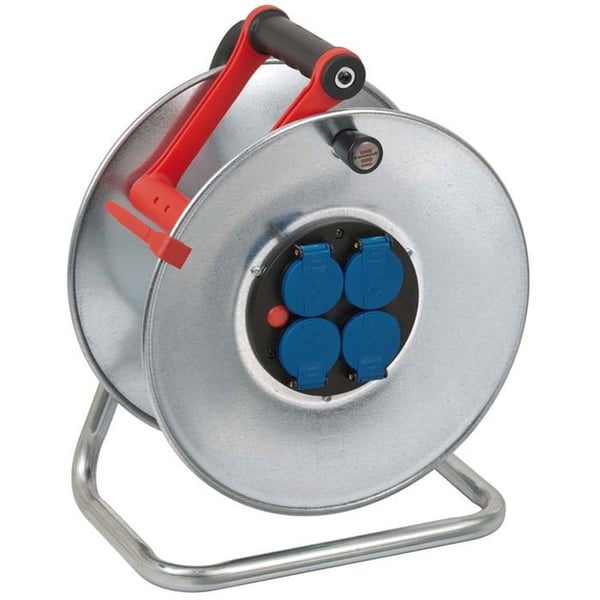 Kabelrulle Garant S IP44 med 4 Lockuttag Brennenstuhl Silver