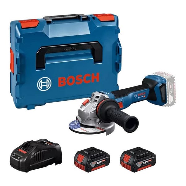 Vinkelsliber 18V GWS 18V-11 + 2 batterier 5Ah + oplader i L-BOXX - BOSCH - 06019N4103