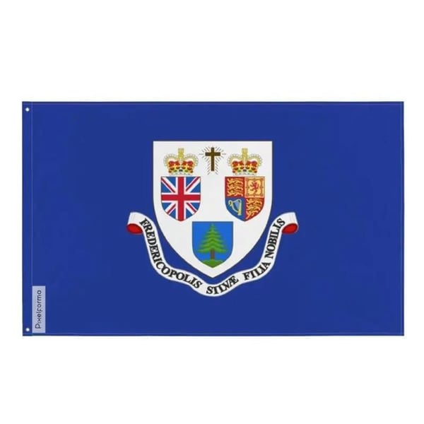 Flagga Fredericton – 64 x 96 cm – Hållbar Polyester – 2 Metallöglor – Inomhus / Utomhus – Pixelforma