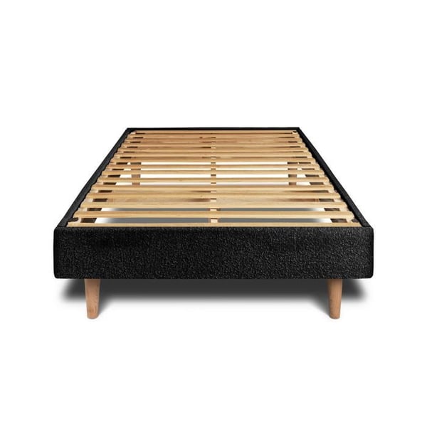 Sommier Kit Bouclette Noir 90x190 H29cm Sommeil de plomb - Sommier i massivt trä med koniska träben 15 cm