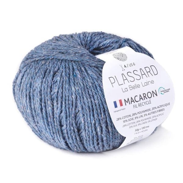 Plassard - Återvunnen Macaron Pelote Plassard Tillverkad i Frankrike Jeans Col. 24