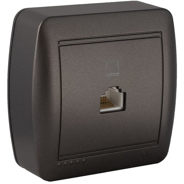 Prise RJ45 Cat 5 i påbyggnad - Grafit svart - Solera