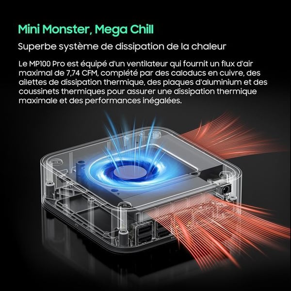 Mini PC Blackview MP100 Pro Intel®Alder Lake I5-12450H 4.4GHz Max 16 GB 512 GB/SSD 4 TB, Windows 11 Pro, Wifi 6, 4K UHD 144 Hz - Grå