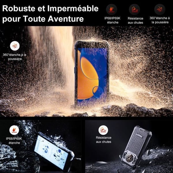 FOSSiBOT F101 Pro Rugged Smartphone 8GB + 128GB 5.45" HD+ 24MP Kamera 10600mAh IP68 Android 13 GPS Dual SIM 4G Telefon - Svart