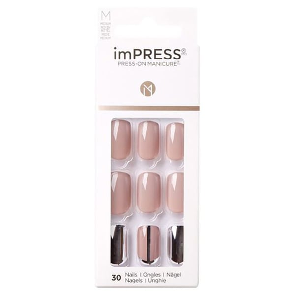 Självhäftande Naglar - KISS - KIMM12C - Beige/Silver - Längd M - Lätta att applicera