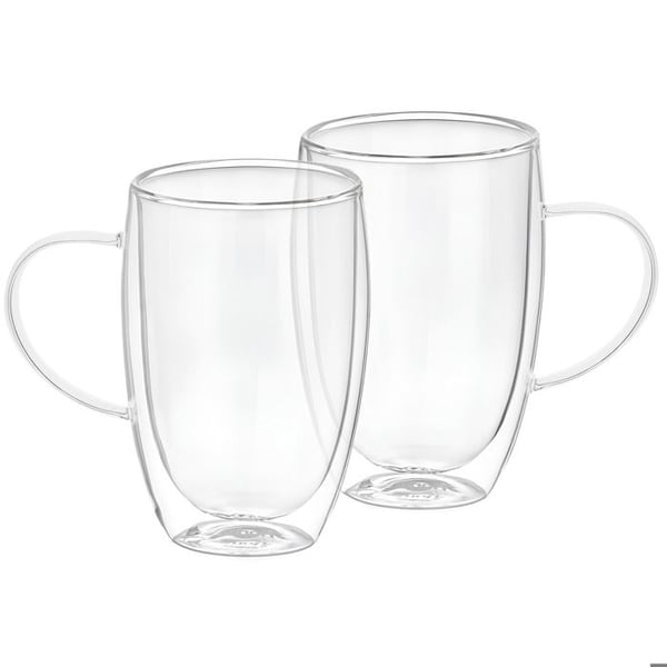Glas Muggar - CHEFFINGER - Dubbel Vägg - 350ml - Paket med 2 - Borosilikat - Transparent