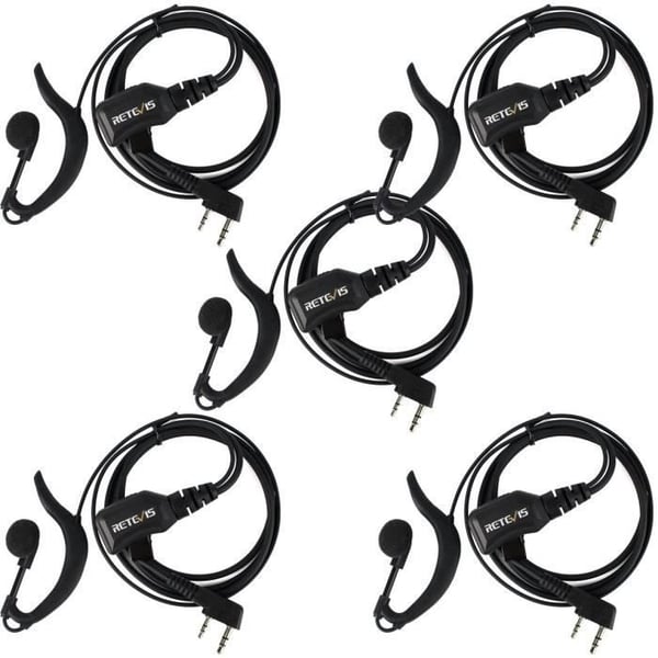 Retevis R111 Walkie Talkie hörsnäcka 2-stifts justerbar volym hörsnäcka typ G headset kompatibelt med walkie talkie RT24 RT22(5 st)