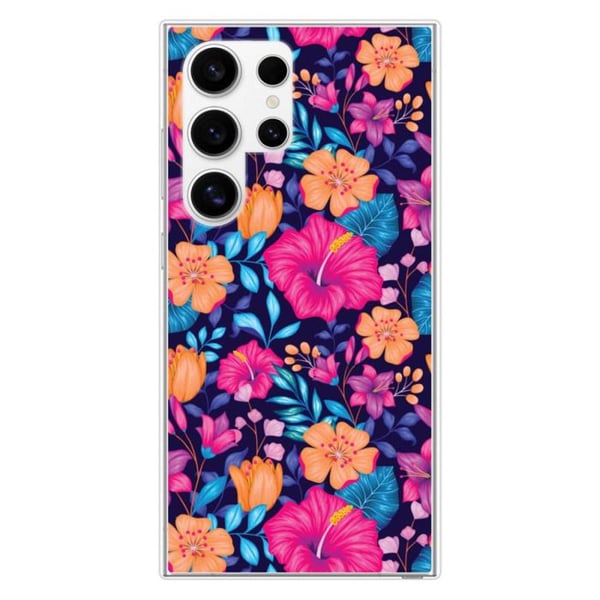 Siliconfodral med tryck, kompatibelt med Samsung Galaxy S24 Ultra, Exotiska Blommor