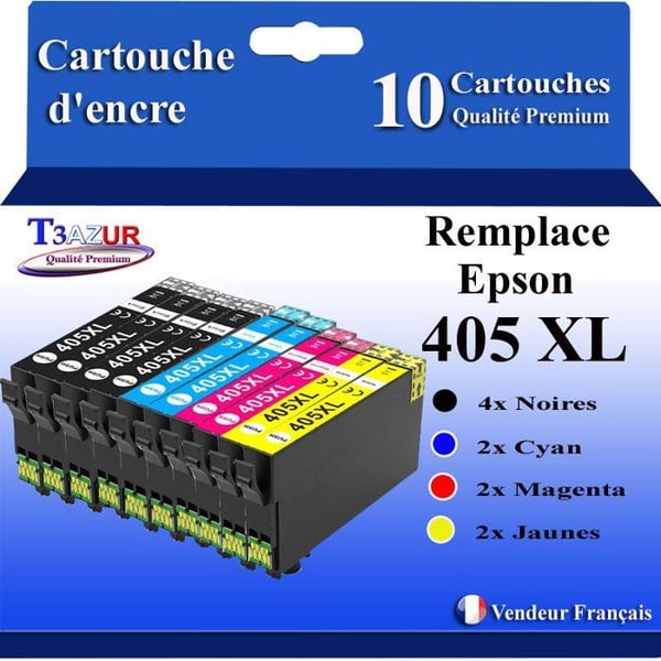 10 kompatibla patroner med Epson 405, 405XL för Epson WF-3820 WF-3825 WF-4820 WF-4825 WF-7310 WF-7830 WF-7835 WF-7840