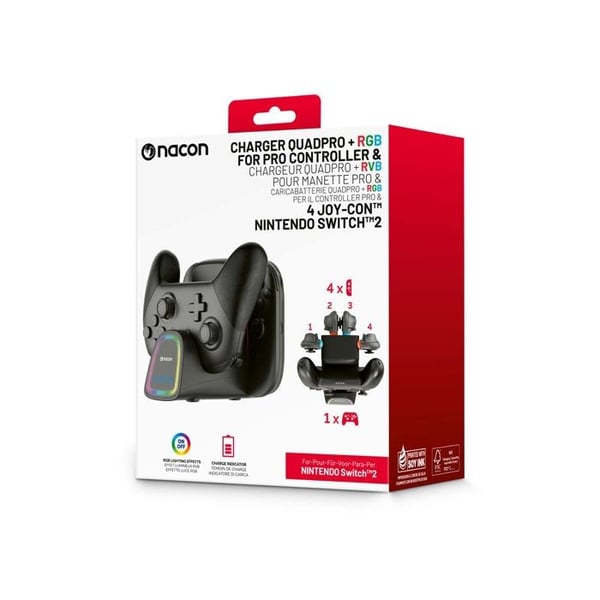 Laddstation - NACON - Ställ för Joy-Con och Switch Pro-kontroller - 4 Joy-Con - RGB LED - USB-C