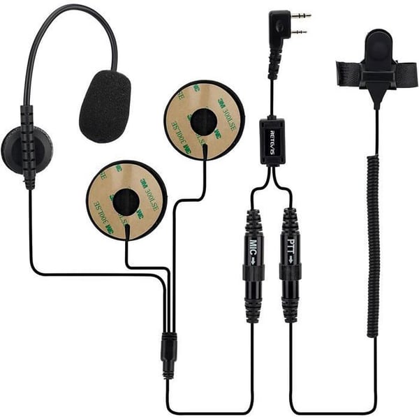 Retevis EHK010 Walkie Talkie Motorcykel Headset med 2 Pin Headset med Mic Radio kompatibel RT24 RT27 Baofeng UV 5R 888S eSynic Kenwood