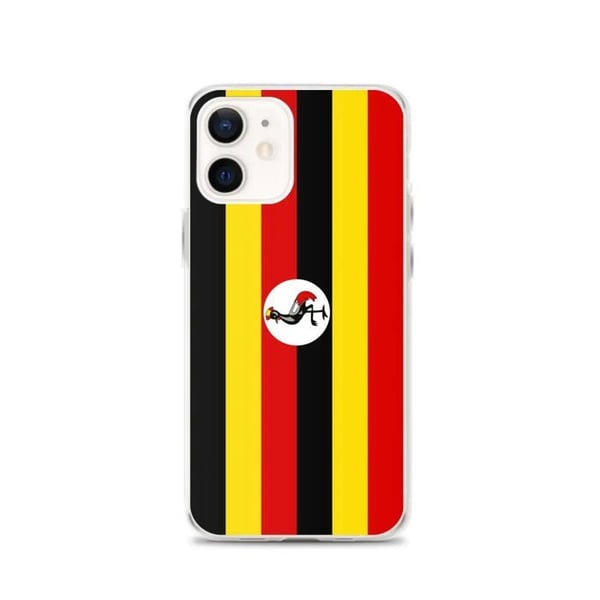 Mobilskal – Ugandas flagga – Kompatibel med iPhone 12 – Mjuk fodral – Stöttålig och krossäker - Silikon - Pixelforma