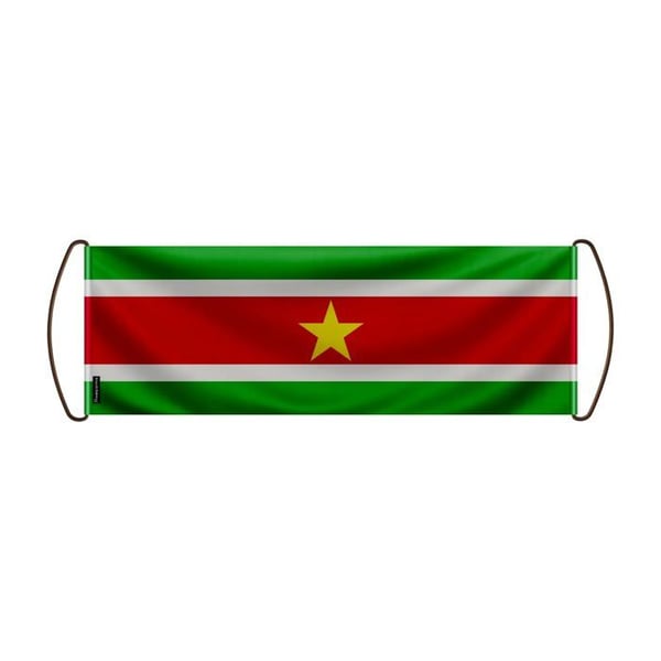Rullande banner – Surinamflagga – 24 x 70 cm – Polyester – Handflagga – Pixelforma