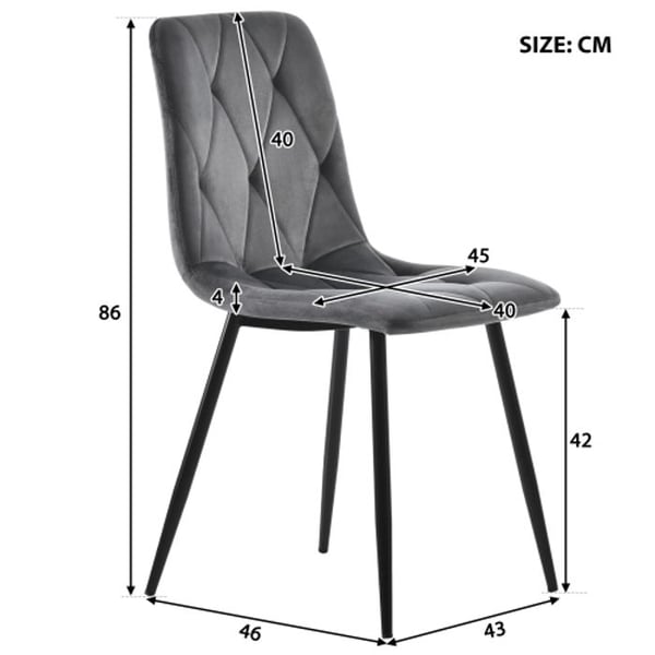 Spisebordsæt - Moderne - Hexagonal marmor bord - 4 stole i grå fløjl - 5 dele