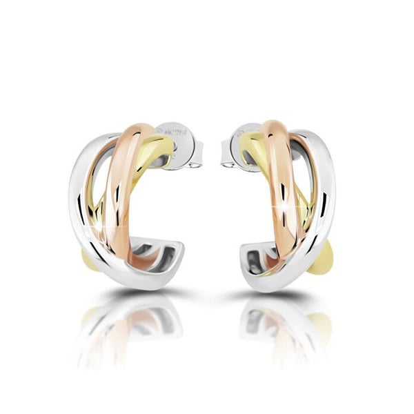 Eleganta hängande örhängen i tredelad silver cirklar M23090