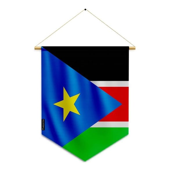 Fanion – Flagga Sydsudan – 30 x 45 cm – Polyester – Att Hänga – Pixelforma