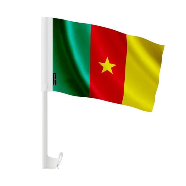 Flagga Bil Kamerun – 14 x 21 cm – Polyester Material – Fäste på Fönster – 10 stycken – Pixelforma