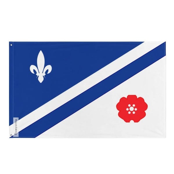 Franco-Albertains flagga – 120 x 180 cm – Hållbar Polyester – 2 Metallöglor – Inomhus / Utomhus – Pixelforma
