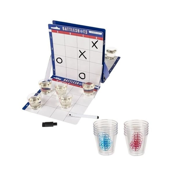 Dryckespel - EUROWEB - Sjöslag - 10 shotglas - 2 brickor - 2 utstrykbara pennor