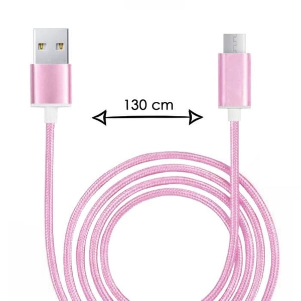 Micro USB-kabel - PH26 - Motorola Moto E6i - 1,3 M - Flätad nylon - Snabb laddning-synkronisering