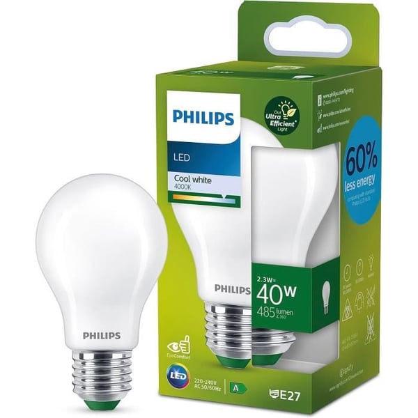 LED-pære - PHILIPS - Ultra effektiv - 40W - E27 sokkel - Kold hvid 4000K