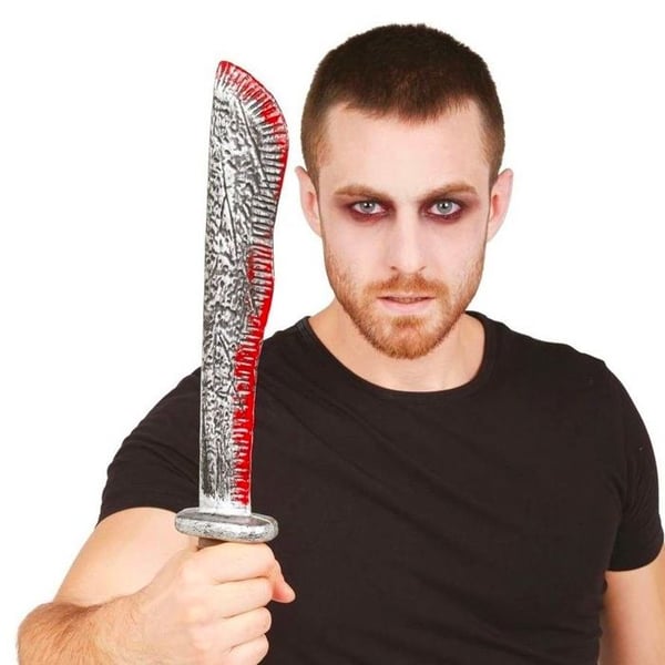 Falsk machete - LILLA CLOWN - re67007 - 31 cm - Åldrad metallfinish - Brun handtag