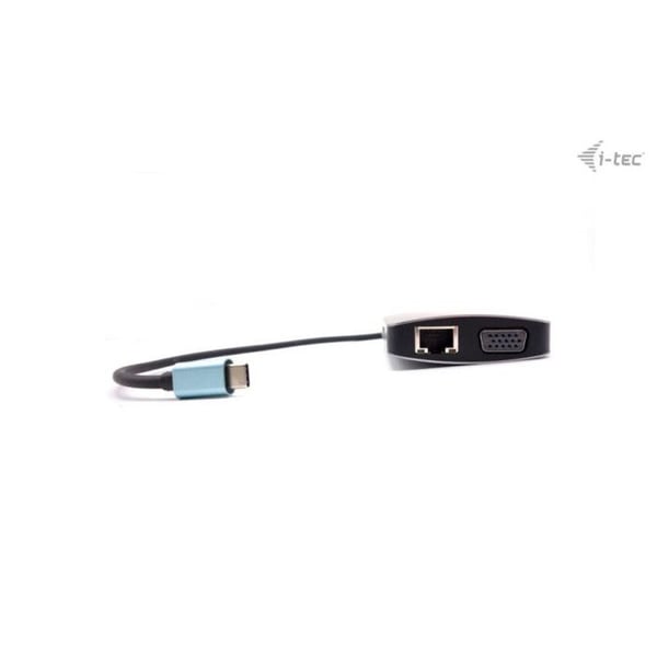 USB-C dockingstation - I-TEC - 4K HDMI, VGA, RJ45, USB-C, 100W, 3xUSB 3.1, hukommelseskort