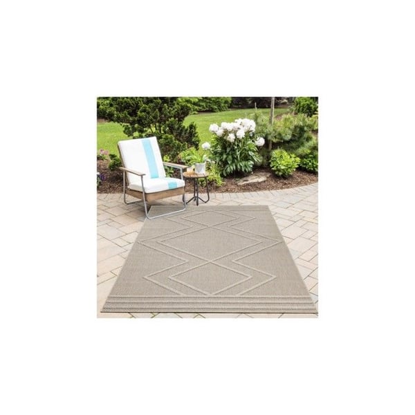 Mat Altan Kök Terrasser Utomhus Inomhus geometrisk zickzack rutigt Beige kräm (Dimension: 80x250 cm)
