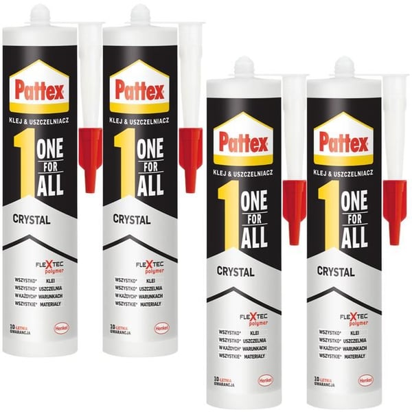 Polymerlim - Pattex - One For All Crystal - Transparent - Vattentålig - 4-pack à 290g