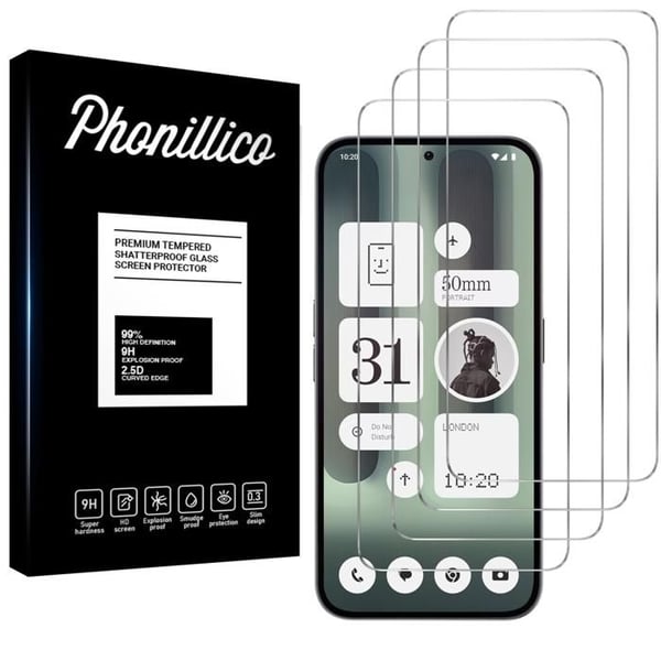 Skärmskydd - Phonillico® - Nothing Phone 2A Plus - Tempererat glas - Pack av 4 - Repellent mot repor