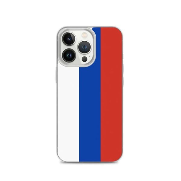 Telefonfodral – Rysk flagga – Kompatibel med iPhone 13 Pro – Mjukt fodral – Slitstarkt och stötresistent - Silikon - Pixelforma