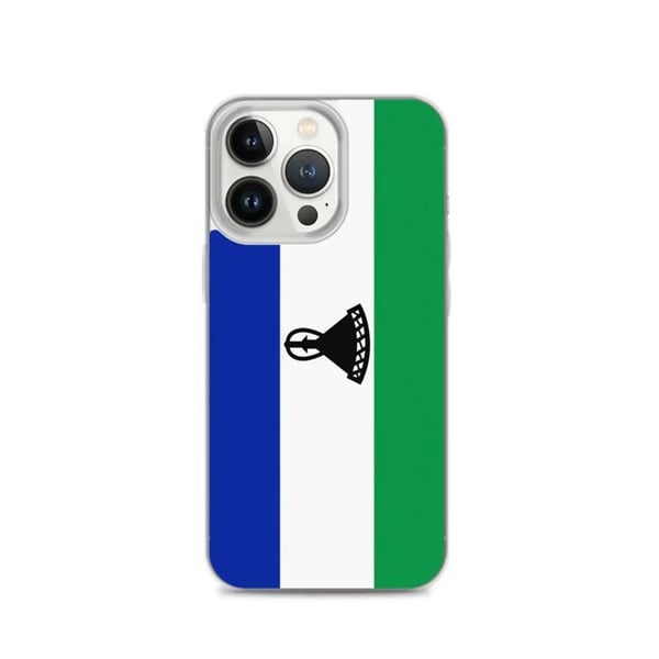 Mobilskal – Lesothos flagga – Kompatibel med iPhone 13 Pro – Mjuk fodral – Slitstark och stötresistent – Silikon – Pixelforma