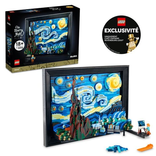 LEGO Ideas 21333 Exklusiv Cdiscount Vincent Van Gogh - Stjärnklara Natten, Reproduktion av Måleri på Duk