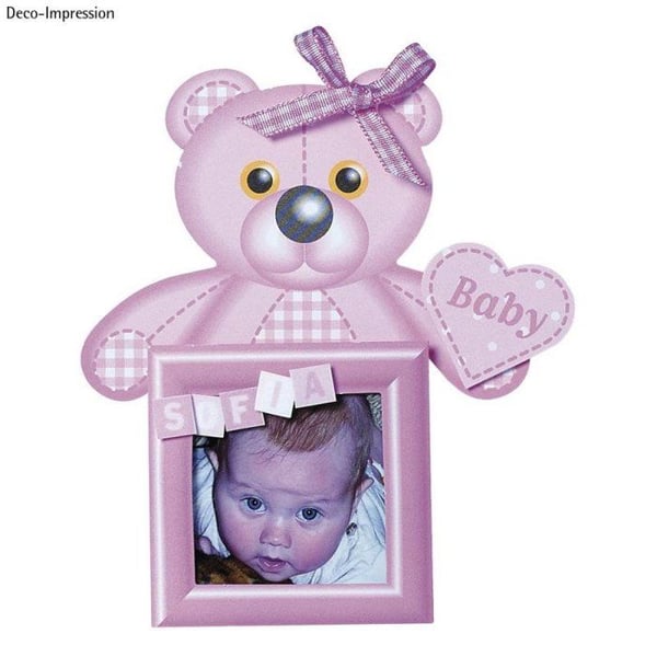 Karen Marie Klip - 6 kort med inbjudningar Rosa Nalle och kuvert