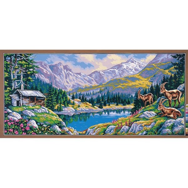 Canevas Pénélope Antique Berget med murmeldjur 65x130cm