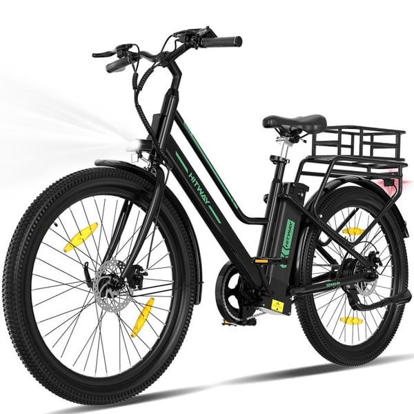 HITWAY Elcykel 27.5" - Motor 250W - Avtagbart Litiumbatteri 36V 13Ah - APP - Svart + HITWAY Bakre Cykelkorg