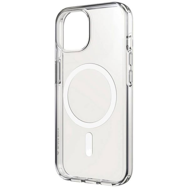 Black Rock Mag Clear Case Bakside för Apple iPhone 15, transparent, kompatibel med MagSafe, stötbeständig 1300CC