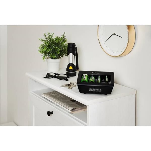 Universal enkelt slot oplader - VARTA - LCD skærm - Sort - PROFIL - Netadapter