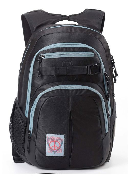 NITRO Ryggsäck för fritid i svart, grått och blått för kvinnor och män - Daypacker Collection Chase Backpack Peace Love Nitro 292080