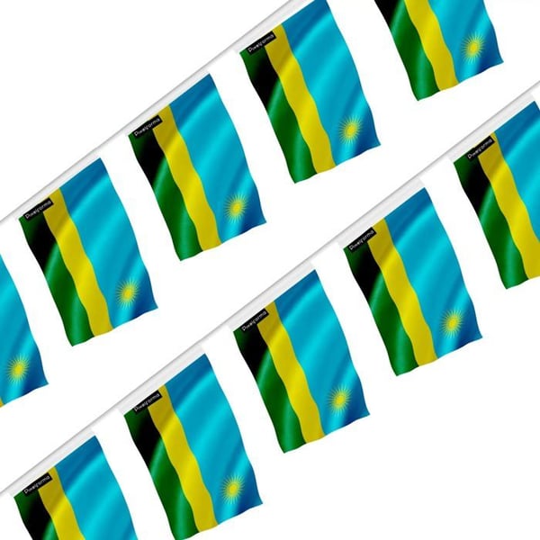 Girlang – Rwanda flagga – 14 x 21 cm – Polyester – Att hänga – 50 stycken