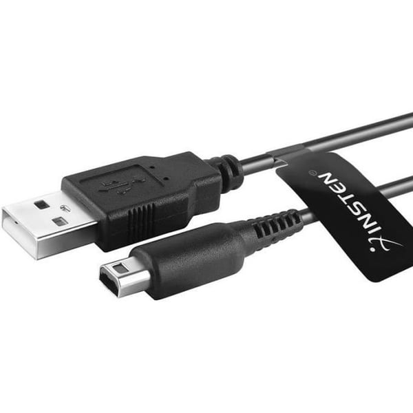 Laddningskabel - INSTEN - 1.2M - USB - Kompatibel med New 3DS/2DS/DSi - Svart