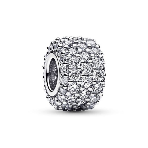 Charm - Pandora - 792820C01 - Pavé Brillant - Trippel Rad - Silver