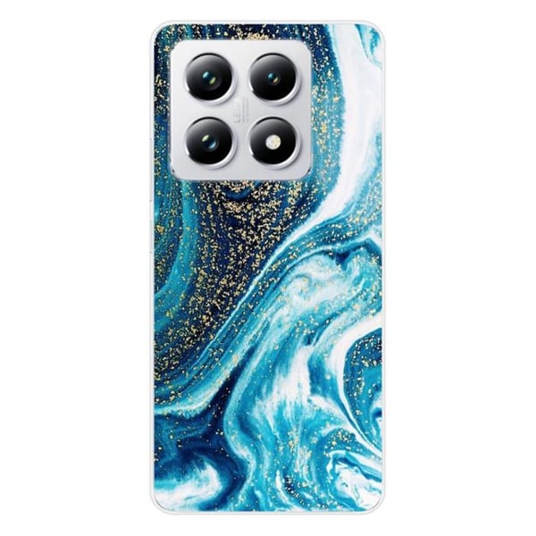 Silikonskal - Kompatibel med Xiaomi 14T Pro - design i blå marmor med glitter