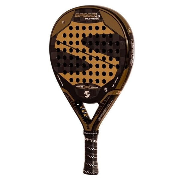 Padelracket - SOFTEE - Power 4.0 - Guldtoner (guld effekt) - Kolfiber 21K - Grova 3D ytor