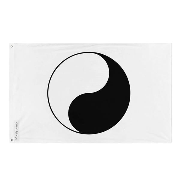 Yin och yang flagga – 96 x 144 cm – Hållbar polyester – 2 metallöglor – Inomhus / Utomhus – Pixelforma
